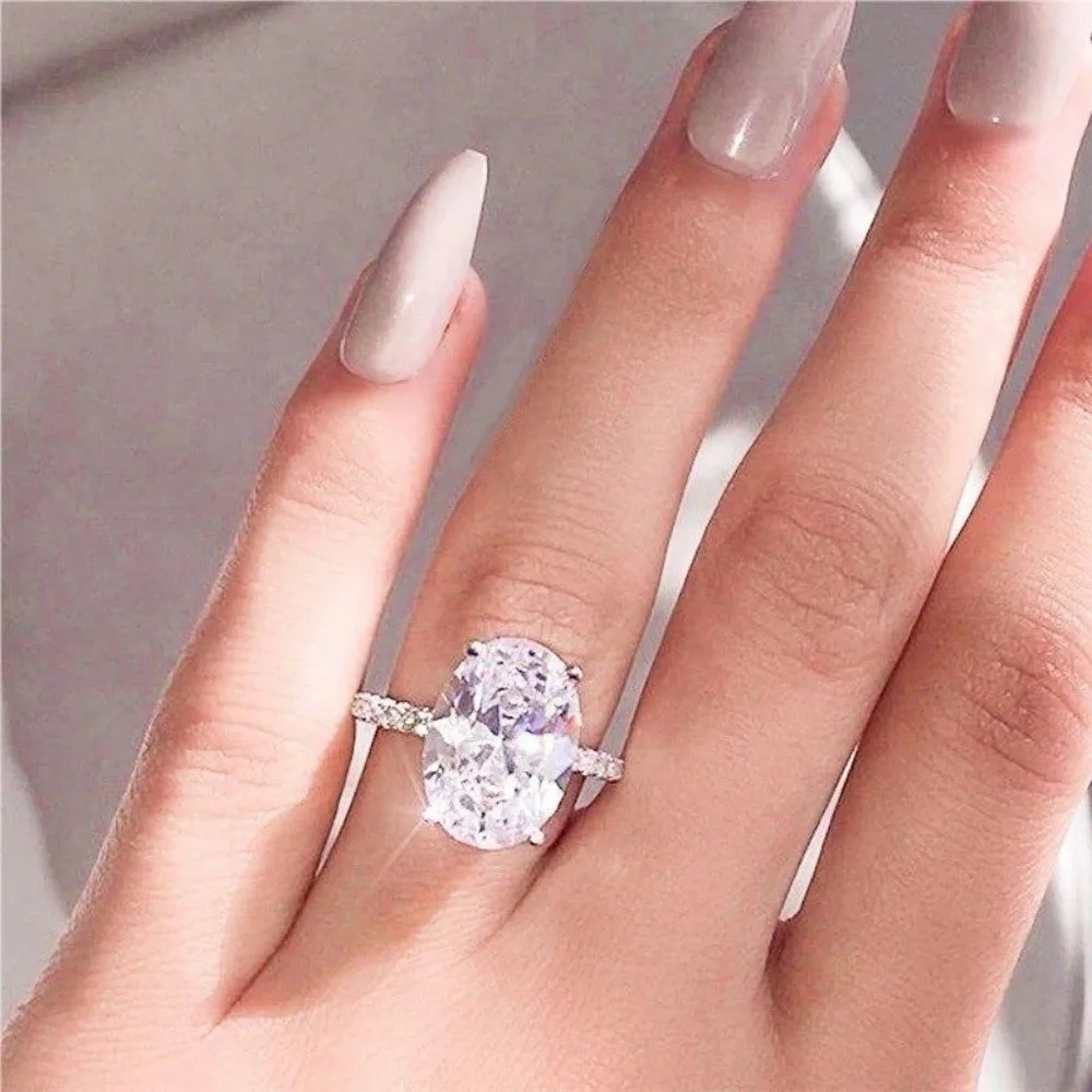 *NEW 5 CT Oval Cut Diamond Sterling Silver Ring